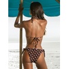 CUPSHE Women’s Bikini Set V Neck Two Piece Halter Self Tie Swimsuit | Stitching,Soft Removable Cups,Low Rise,Flattering Bathing Suit For Vacation And Beach(Brown/Pink)