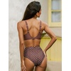 CUPSHE Women’s Bikini Sets High Waisted Swimsuit Underwire Adjustable Straps Twisted Hook Full Coverage Bottom(Brown/Polka Dots)