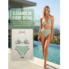 CUPSHE Women’s Bikini Sets Two Piece Swimsuit Underwire High Waisted V Neck Textured Halter Bathing Suit Color Block(Green/Beige)