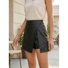 CUPSHE Women’s Faux Leather Skort – High Rise Bodycon Mini with Slit Y2K Cute Going Out Short(Black)