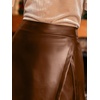 CUPSHE Women’s Faux Leather Skort – High Rise Bodycon Mini with Slit Y2K Cute Going Out Short(Brown)