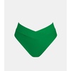 CUPSHE Women’s High Waisted Bikini Bottom High Cut Cheeky Bottom | Overlap Banded Hem, High Cut Leg, Swim Bottom Only, Easy To Mix And Match, For Beach Vacation Pool Cruises Getaways(Jade Green)