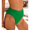 CUPSHE Women’s High Waisted Bikini Bottom High Cut Cheeky Bottom | Overlap Banded Hem, High Cut Leg, Swim Bottom Only, Easy To Mix And Match, For Beach Vacation Pool Cruises Getaways(Jade Green)