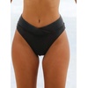 CUPSHE Women’s High Waisted Bikini Bottom High Cut Cheeky Bottom | Overlap Banded Hem, High Cut Leg, Swim Bottom Only, Easy To Mix And Match, For Beach Vacation Pool Cruises Getaways(Black)