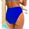 CUPSHE Women’s High Waisted Bikini Bottom High Cut Cheeky Bottom | Overlap Banded Hem, High Cut Leg, Swim Bottom Only, Easy To Mix And Match, For Beach Vacation Pool Cruises Getaways(Cobalt Blue)