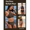 CUPSHE Women’s High Waisted Bikini Set High Neck Two Piece Swimsuit Mesh | Bathing Suit, Removable Soft Cups, Adjustable Straps, Back Hook, Moderate Coverage, Sexy, Beach Vacation, Resort Ready(Brown)