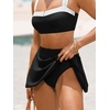 CUPSHE Women’s High Waisted Bikini Set Swim Skirt Modest Swimsuit | Built In Briefs, Removable Soft Cups, Crossback Tie, Color Block, Modest Bathing Suit For Family Beach Vacation(Black/White)