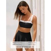 CUPSHE Women’s High Waisted Bikini Set Swim Skirt Modest Swimsuit | Built In Briefs, Removable Soft Cups, Crossback Tie, Color Block, Modest Bathing Suit For Family Beach Vacation(Black/White)