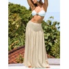 CUPSHE Women’s Maxi Skirt Spring Summer High Waist Smocked Strapless Maternity Dresses Casual Beach Long Skirt(White)