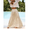CUPSHE Women’s Maxi Skirt Spring Summer High Waist Smocked Strapless Maternity Dresses Casual Beach Long Skirt(White)
