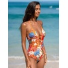 CUPSHE Women’s One Piece Swimsuit Halter Plunging Neck Cutout Bathing Suit | Flattering, Removable Soft Cups, Adjustable Straps, O Ring, Cutout Back, Pool, Beach, Vacation(Orange/Floral)