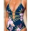 CUPSHE Women’s One Piece Swimsuit Halter Plunging Neck Cutout Bathing Suit | Flattering, Removable Soft Cups, Adjustable Straps, O Ring, Cutout Back, Pool, Beach, Vacation(Navy Blue/Floral)