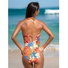 CUPSHE Women’s One Piece Swimsuit Halter Plunging Neck Cutout Bathing Suit | Flattering, Removable Soft Cups, Adjustable Straps, O Ring, Cutout Back, Pool, Beach, Vacation(Orange/Floral)