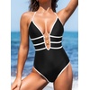 CUPSHE Women’s One Piece Swimsuit Halter Plunging Neck Cutout Bathing Suit | Flattering, Removable Soft Cups, Adjustable Straps, O Ring, Cutout Back, Pool, Beach, Vacation(Black)