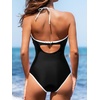 CUPSHE Women’s One Piece Swimsuit Halter Plunging Neck Cutout Bathing Suit | Flattering, Removable Soft Cups, Adjustable Straps, O Ring, Cutout Back, Pool, Beach, Vacation(Black)