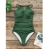 CUPSHE Women’s One Piece Swimsuit High Neck Tummy Control Cutout Back | Lace-Up Back, Removable Padded Cups, Ruched Waist, Adjustable Tie, Flattering Fit, Pool, Beach, Vacation(Green)