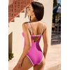 CUPSHE Women’s One Piece Swimsuit Sweetheart Neck Bunny Knot Bathing Suit | Adjustable Straps, Back Hook, Ruched Deatil, Textured Fabric, Cute, For Beach(Fuchsia Pink)