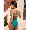 CUPSHE Women’s One Piece Swimsuit Sweetheart Neck Bunny Knot Bathing Suit | Adjustable Straps, Back Hook, Ruched Deatil, Textured Fabric, Cute, For Beach(Teal Blue)