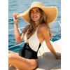 CUPSHE Women’s One Piece Swimsuit V Neck Color Blocking Bathing Suits Back Cross Tie Cut Out Swimwear(Black/White)