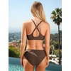 CUPSHE Women’s Two Piece V Neck Textured Bikini Sets | Bunny Tie,Adjustable Straps,Soft Removable Cups,Flattering Bathing Suit For Vacation And Beach(Chocolate Brown)