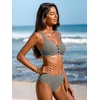 CUPSHE Women’s V Neck Bikini Sets Textured Crossback Two Piece Swimsuit | Cutout,Back Self Tie,Soft Removable Cups,Mid Rise,Flattering Bathing Suit For Vacation And Beach(Black/White)
