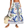 CUPSHE Summer Maxi Skirts for Women 2026 Fashion Boho Skirt Floral Beach Skirt Vacation Outfit(White)