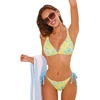 CUPSHE Two Piece Swimsuit for Women Halter Bikini Set Bathing Suits | Removable Soft Cups,V Neck,Back Self Tie,Wide Strap,Textured Fabric,Low Rise,Side Lace Up(Yellow/Blue Floral)