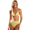CUPSHE Women’s Bikini Sets Two Piece Swimsuit Underwire High Waisted V Neck Textured Halter Bathing Suit Color Block(Yellow/Beige)