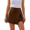 CUPSHE Women’s Faux Leather Skort – High Rise Bodycon Mini with Slit Y2K Cute Going Out Short(Brown)