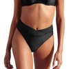 CUPSHE Women’s High Waisted Bikini Bottom High Cut Cheeky Bottom | Overlap Banded Hem, High Cut Leg, Swim Bottom Only, Easy To Mix And Match, For Beach Vacation Pool Cruises Getaways(Black)