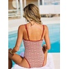CUPSHE Women One Piece Swimsuit V Low Neck Bathing Suit | Removable Soft Cups, Wide strap, Edge strips, Keyhole cut out(Red/Floral)