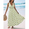 CUPSHE Women Summer Maxi Dresses V Neck Sleeveless Boho Paisley Sundress Smocked Waist Crossback Beach Vacation Long Dress(Boho Olive)
