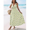 CUPSHE Women Summer Maxi Dresses V Neck Sleeveless Boho Paisley Sundress Smocked Waist Crossback Beach Vacation Long Dress(Boho Olive)