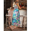 CUPSHE Women’s Boho Floral Midi Sundress Square Neck Ruffle Sleeveless Smocked Bow Dress Summer Vacation Flowy Long Dress(Blue Floral)