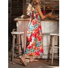 CUPSHE Women’s Boho Floral Midi Sundress Square Neck Ruffle Sleeveless Smocked Bow Dress Summer Vacation Flowy Long Dress(Red Floral)