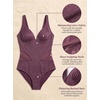 CUPSHE Women’s One Piece Swimsuit Plunging V Neck Bathing Suit Back Tie | Removable Soft Cups, Crisscross Back Tie, Adjustable Straps, Lurex Shimmer Fabric, Side Sheer Mesh, Standard, For Beach(Deep Wine)