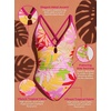 CUPSHE Women’s One Piece Swimsuit V Neck Bathing Suit Criss Dual Straps | Removable Soft Cups, Adjustable Double Straps, Crisscross Back, Front Keyhole, O Ring, Standard Leg Cut, For Beach(Pink/Tropical Floral)
