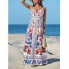 CUPSHE Women’s Summer Dresses Casual Spring V Neck Sleeveless Floral Beach Vacation Long Spaghetti Strap Flowy Maxi Dress(Blue Pattern)