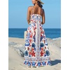 CUPSHE Women’s Summer Dresses Casual Spring V Neck Sleeveless Floral Beach Vacation Long Spaghetti Strap Flowy Maxi Dress(Blue Pattern)