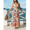 CUPSHE Women’s Summer Dresses Casual Spring V Neck Sleeveless Floral Beach Vacation Long Spaghetti Strap Flowy Maxi Dress(Upgraded Red/Yellow)