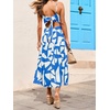 CUPSHE Women’s Summer Dresses Spaghetti Strap Tie Back Abstract Tiered Flowy A Line Midi Sundress Vacation Beach Dress(Blue)