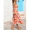 CUPSHE Women’s Summer Dresses Spaghetti Strap Tie Back Abstract Tiered Flowy A Line Midi Sundress Vacation Beach Dress(Orange)
