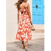 CUPSHE Women’s Summer Dresses Spaghetti Strap Tie Back Abstract Tiered Flowy A Line Midi Sundress Vacation Beach Dress(Orange)