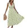 CUPSHE Women Summer Maxi Dresses V Neck Sleeveless Boho Paisley Sundress Smocked Waist Crossback Beach Vacation Long Dress(Boho Olive)