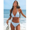 CUPSHE 3 Piece Bikini Set Triangle Halter Swimsuit with Sarong Skirt | 3 Piece Set, Removable Soft Cups, Mid Rise, Textured Fabric, Perfect For Beach Vacations, Resorts, Pool Parties(Light Blue)