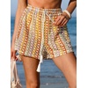 CUPSHE Cover Up Shorts for Women Casual Striped Swimsuit Coverup Beach Shorts Summer Straight Leg Bikini Cover Up(Colorful Striped)