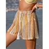 CUPSHE Cover Up Shorts for Women Casual Striped Swimsuit Coverup Beach Shorts Summer Straight Leg Bikini Cover Up(Colorful Striped)