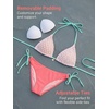 CUPSHE Women’s Bikini Sets Halter V Neck Triangle Two Piece Swimsuit Cheeky | Bathing Suit, Removable Soft Cups, Sting Side Tie, High Cut Leg, Backless, Color Block, Beach Vacation(Pink/Sky Blue)