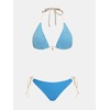 CUPSHE Women’s Bikini Sets Halter V Neck Triangle Two Piece Swimsuit Cheeky | Bathing Suit, Removable Soft Cups, Sting Side Tie, High Cut Leg, Backless, Color Block, Beach Vacation(Blue/Yellow)
