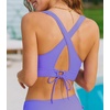 CUPSHE Women’s Bikini Top V Neck Triangle Top Wide Straps Cross Back Lace up(Periwinkle Purple)